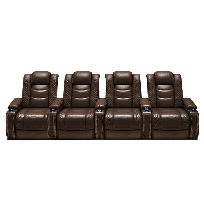 Four-seat and 3 middle console video room private cinema sofa luxury, all-electric stretching function