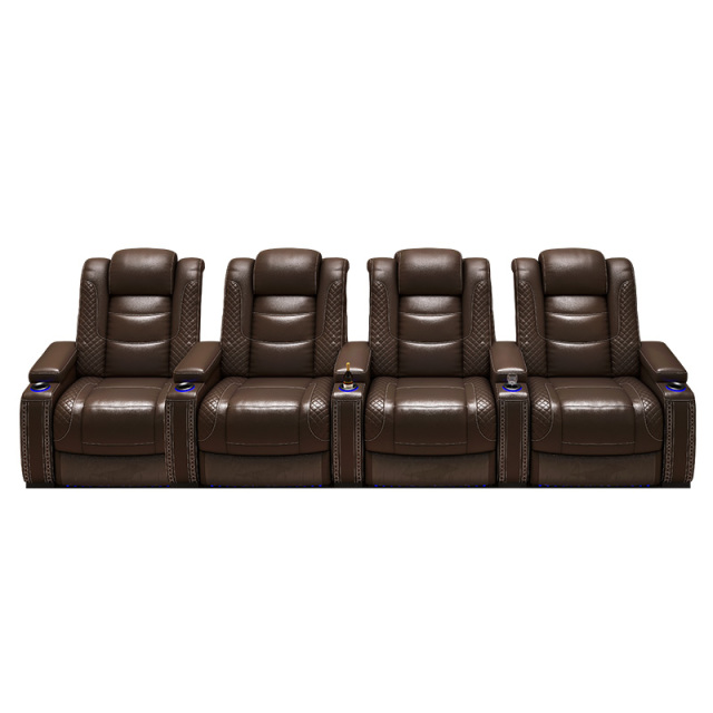Four-seat and 3 middle console video room private cinema sofa luxury, all-electric stretching function