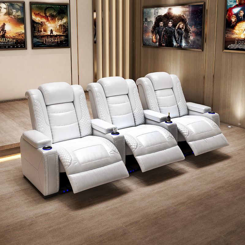 Three-seat and 2 middle console video room private cinema sofa luxury, all-electric stretching function