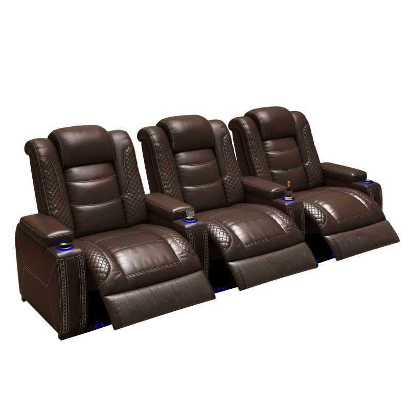 Three-seat and 2 middle console video room private cinema sofa luxury, all-electric stretching function