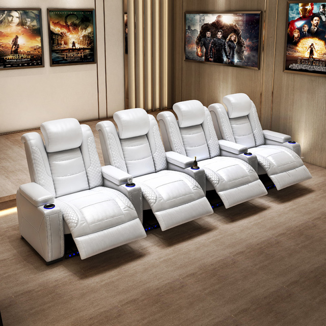 Four-seat and 3 middle console video room private cinema sofa luxury, all-electric stretching function