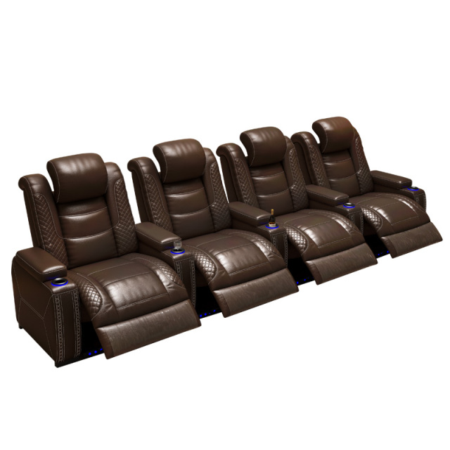 Four-seat and 3 middle console video room private cinema sofa luxury, all-electric stretching function