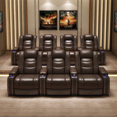 Three-seat and 2 middle console video room private cinema sofa luxury, all-electric stretching function