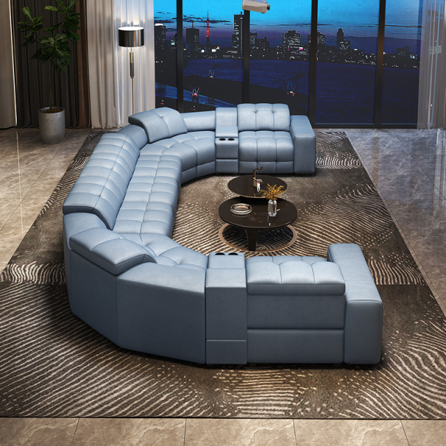 Three-seat and 2 corner seat and 2 middle console and two-seat video room private cinema sofa luxury, all-electric stretching function