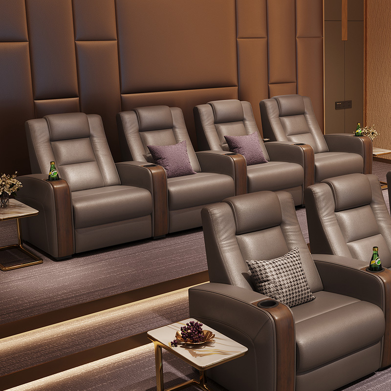 Four-seat and 3 middle console video room private cinema sofa luxury, all-electric stretching function