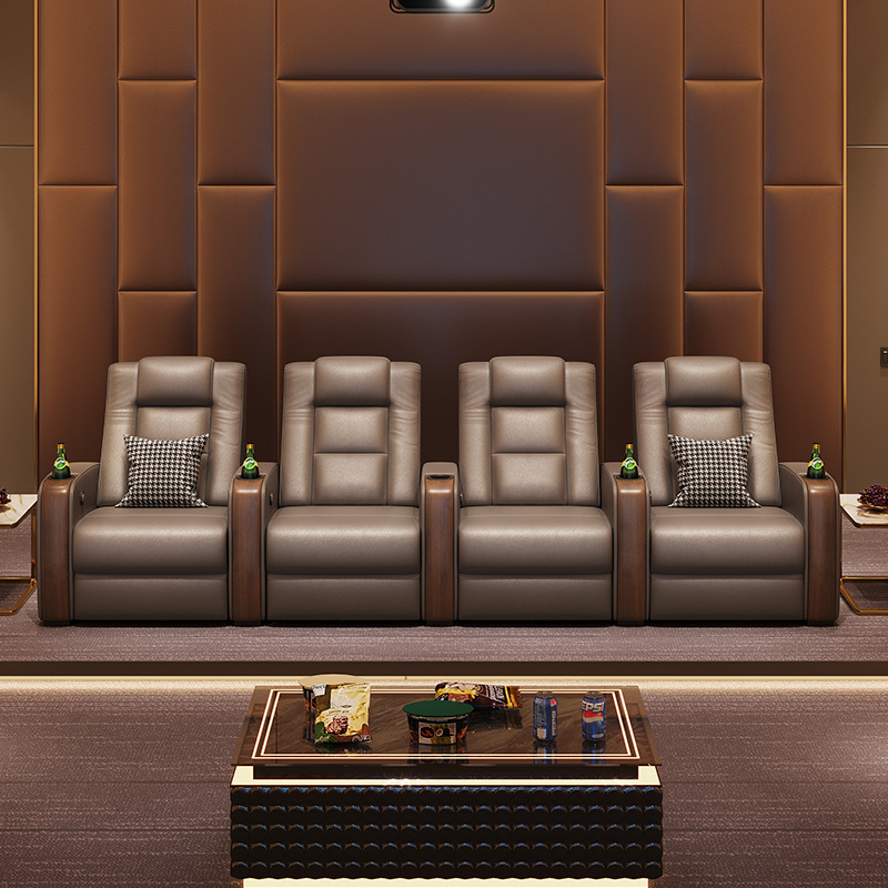 Four-seat and 3 middle console video room private cinema sofa luxury, all-electric stretching function