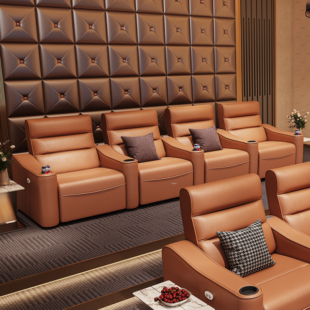 Four-seat and 3 middle console video room private cinema sofa luxury, all-electric stretching function