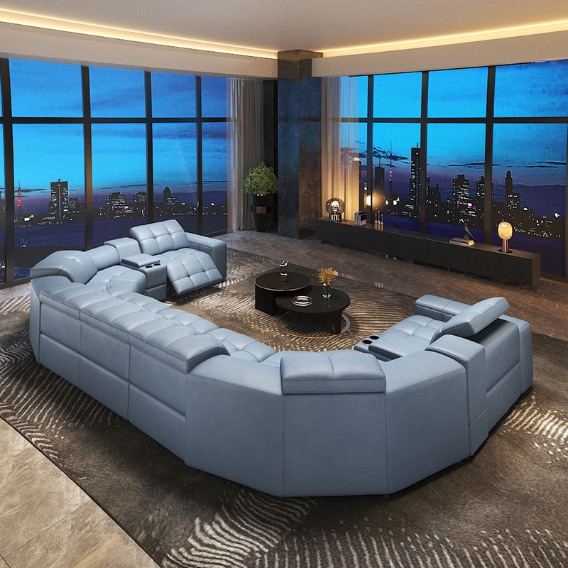 Three-seat and 2 corner seat and 2 middle console and two-seat video room private cinema sofa luxury, all-electric stretching function