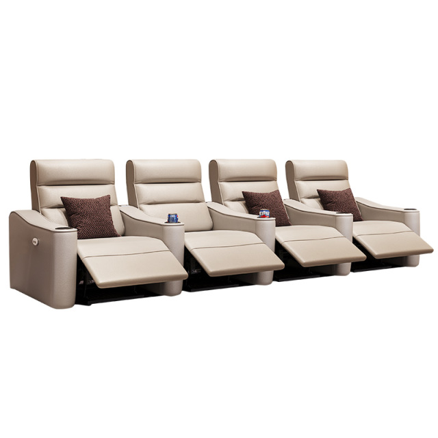 Four-seat and 3 middle console video room private cinema sofa luxury, all-electric stretching function