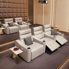 Three-seat and 2 middle console video room private cinema sofa luxury, all-electric stretching function