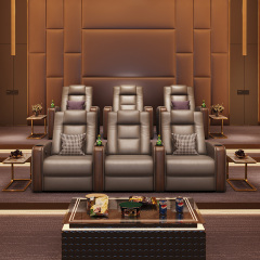 Three-seat and 2 middle console video room private cinema sofa luxury, all-electric stretching function