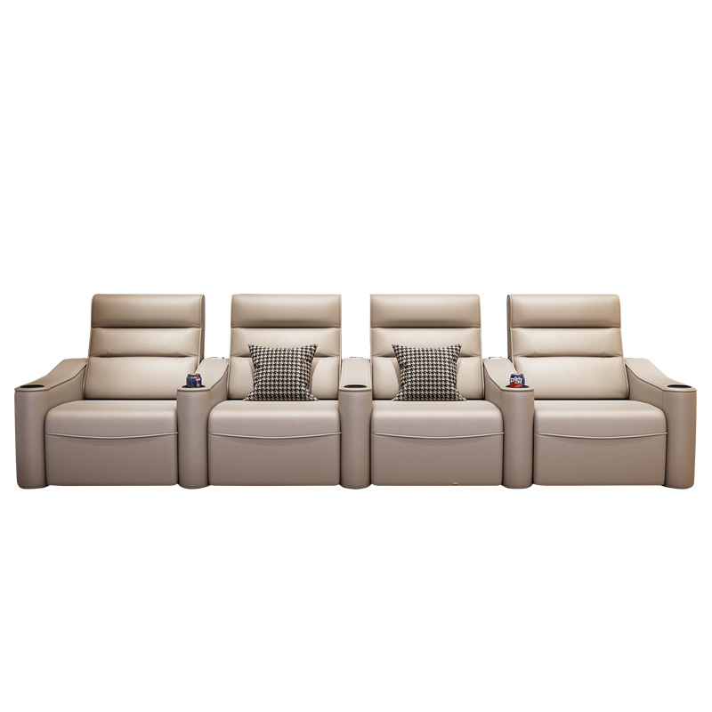 Four-seat and 3 middle console video room private cinema sofa luxury, all-electric stretching function