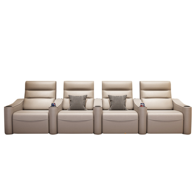 Four-seat and 3 middle console video room private cinema sofa luxury, all-electric stretching function