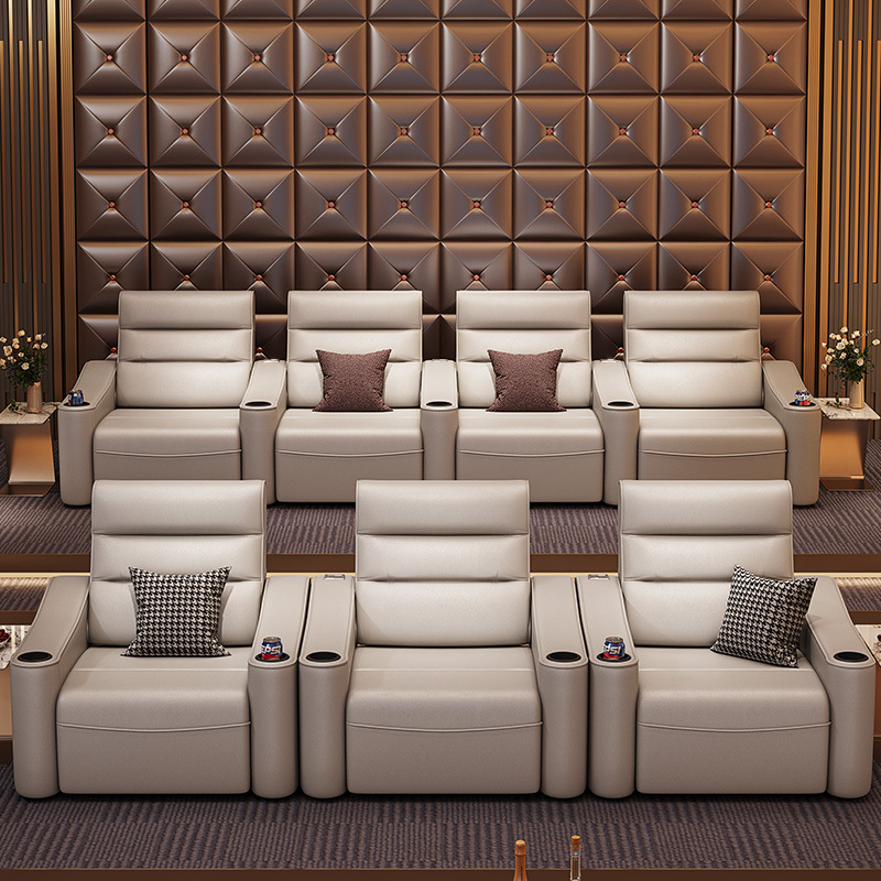 Four-seat and 3 middle console video room private cinema sofa luxury, all-electric stretching function
