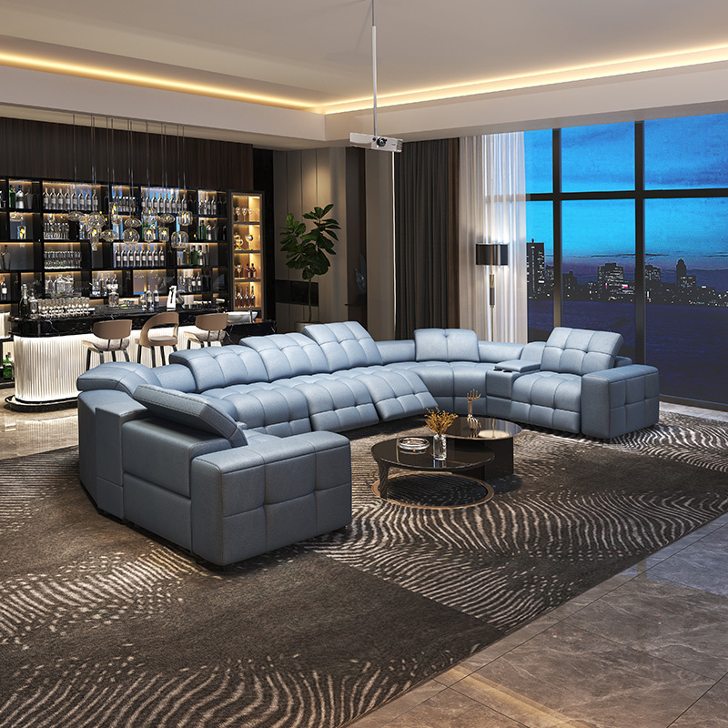 Three-seat and 2 corner seat and 2 middle console and two-seat video room private cinema sofa luxury, all-electric stretching function
