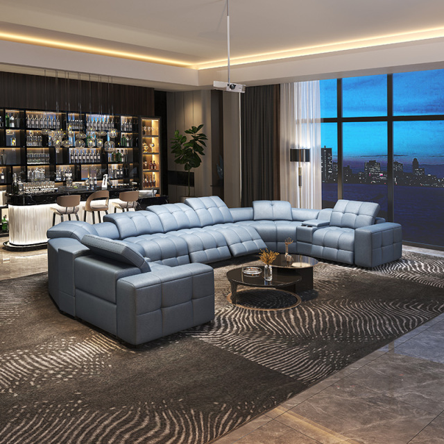 Three-seat and 2 corner seat and 2 middle console and two-seat video room private cinema sofa luxury, all-electric stretching function