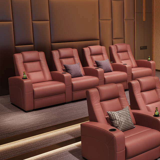Four-seat and 3 middle console video room private cinema sofa luxury, all-electric stretching function