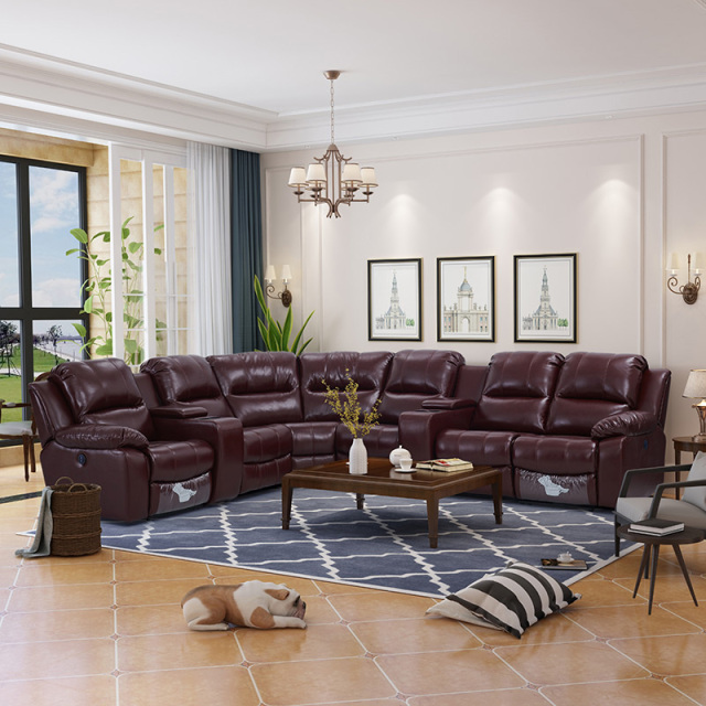 Two function seats and three-seater and corner seat and 2 middle console video room private cinema sofa luxury