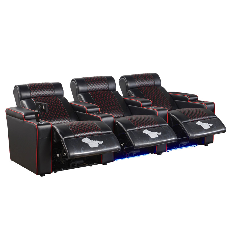 Three-seat and 2 middle console video room private cinema sofa luxury, all-electric stretching function