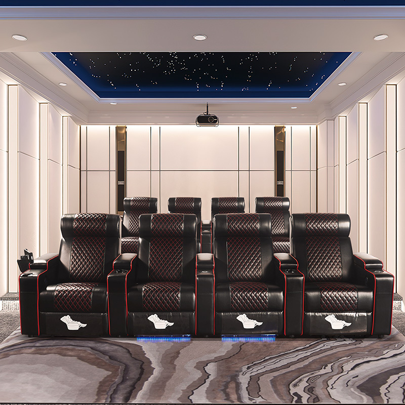 Four-seat and 3 middle console video room private cinema sofa luxury, all-electric stretching function