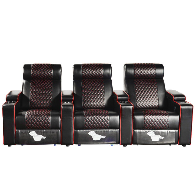 Three-seat and 2 middle console video room private cinema sofa luxury, all-electric stretching function