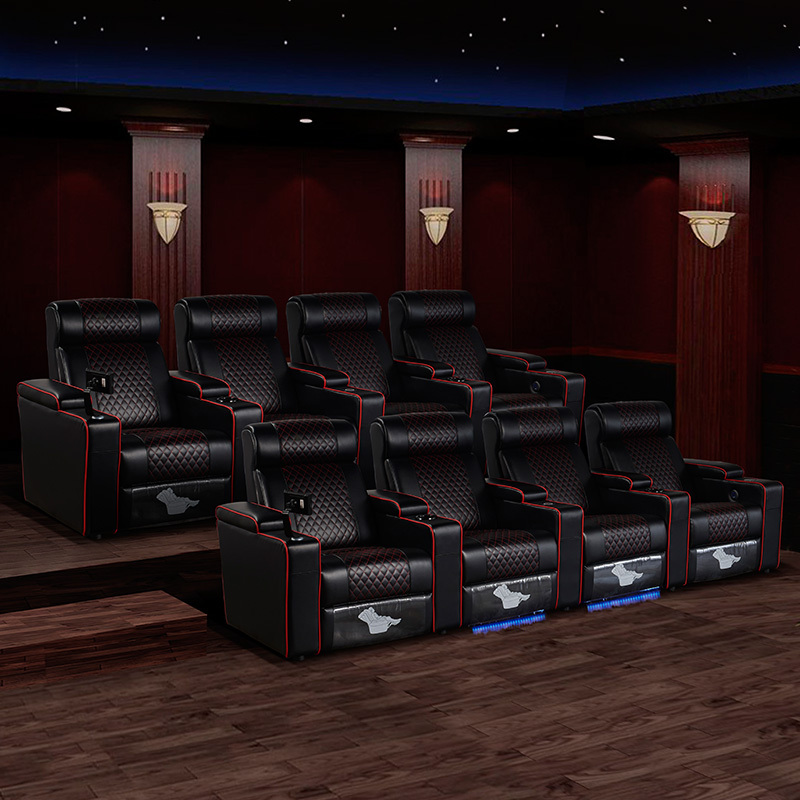 Four-seat and 3 middle console video room private cinema sofa luxury, all-electric stretching function