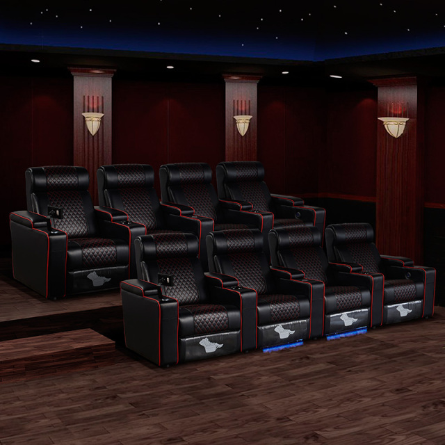 Four-seat and 3 middle console video room private cinema sofa luxury, all-electric stretching function