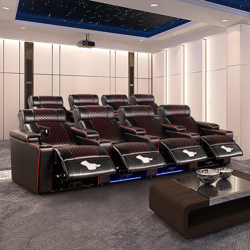 Four-seat and 3 middle console video room private cinema sofa luxury, all-electric stretching function