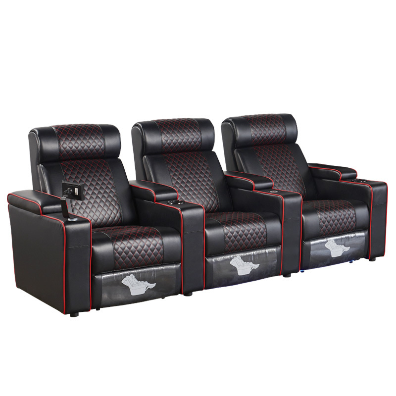 Three-seat and 2 middle console video room private cinema sofa luxury, all-electric stretching function