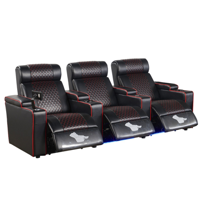 Three-seat and 2 middle console video room private cinema sofa luxury, all-electric stretching function