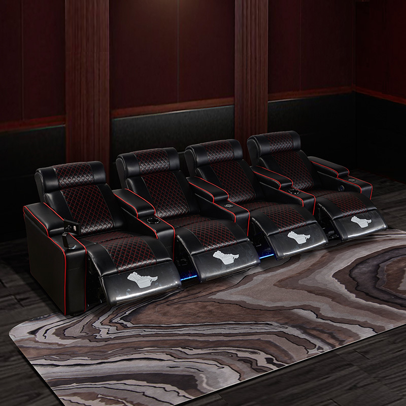 Four-seat and 3 middle console video room private cinema sofa luxury, all-electric stretching function