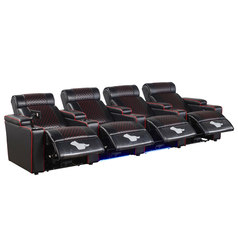 Four-seat and 3 middle console video room private cinema sofa luxury, all-electric stretching function