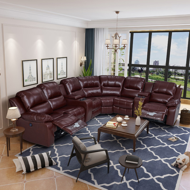 Two function seats and three-seater and corner seat and 2 middle console video room private cinema sofa luxury