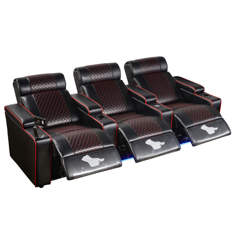 Three-seat and 2 middle console video room private cinema sofa luxury, all-electric stretching function