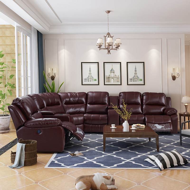Two function seats and three-seater and corner seat and 2 middle console video room private cinema sofa luxury