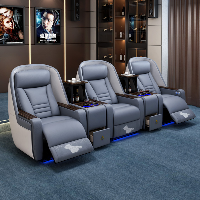 Three-seat and 2 middle console video room private cinema sofa luxury, all-electric stretching function