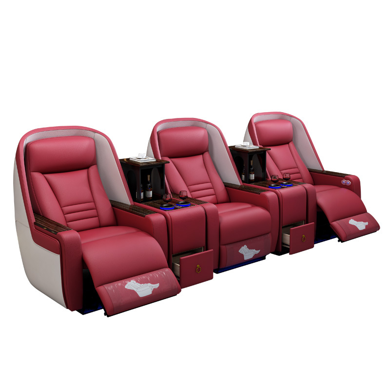 Three-seat and 2 middle console video room private cinema sofa luxury, all-electric stretching function