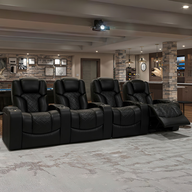 Four-seat video room private cinema sofa luxury, all-electric stretching function