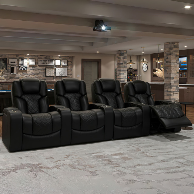 Four-seat video room private cinema sofa luxury, all-electric stretching function
