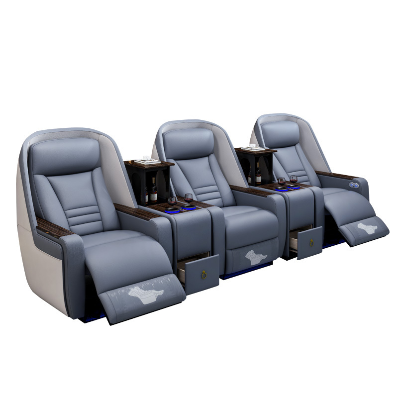 Three-seat and 2 middle console video room private cinema sofa luxury, all-electric stretching function