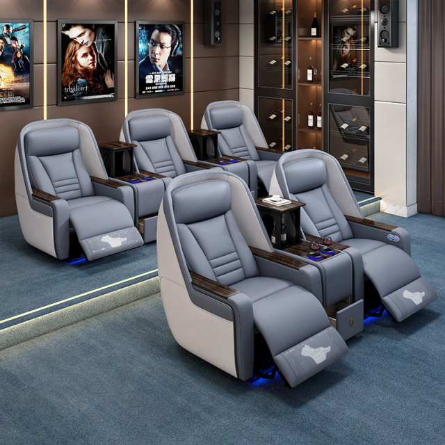 Two-seat and middle console video room private cinema sofa luxury, all-electric stretching function