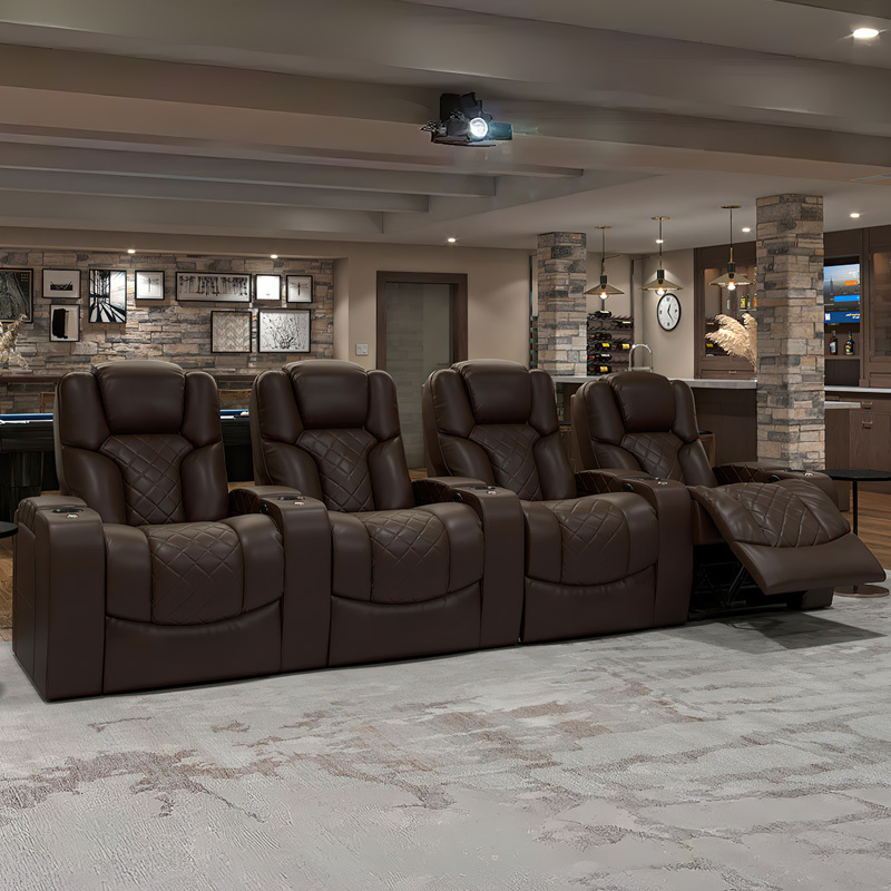 Four-seat video room private cinema sofa luxury, all-electric stretching function