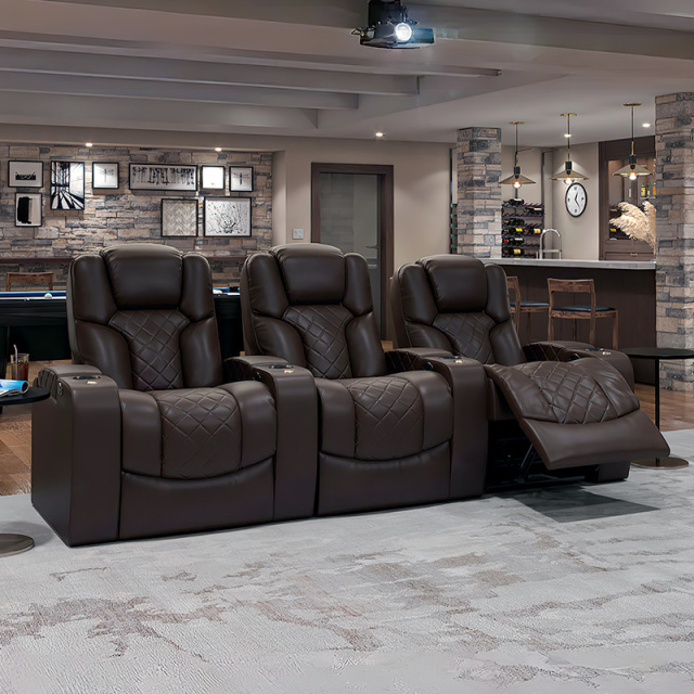 Three-seat video room private cinema sofa luxury, all-electric stretching function