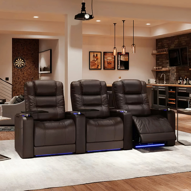 Three-seat video room private cinema sofa luxury, all-electric stretching function