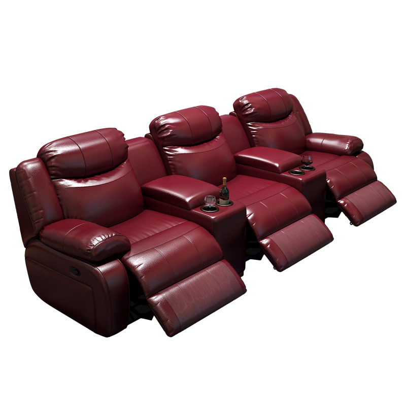 Three-seat and 2 middle console video room private cinema sofa luxury, all-electric stretching function