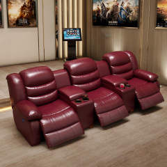 Three-seat and 2 middle console video room private cinema sofa luxury, all-electric stretching function