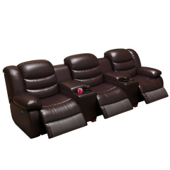 Three-seat and 2 middle console video room private cinema sofa luxury, all-electric stretching function