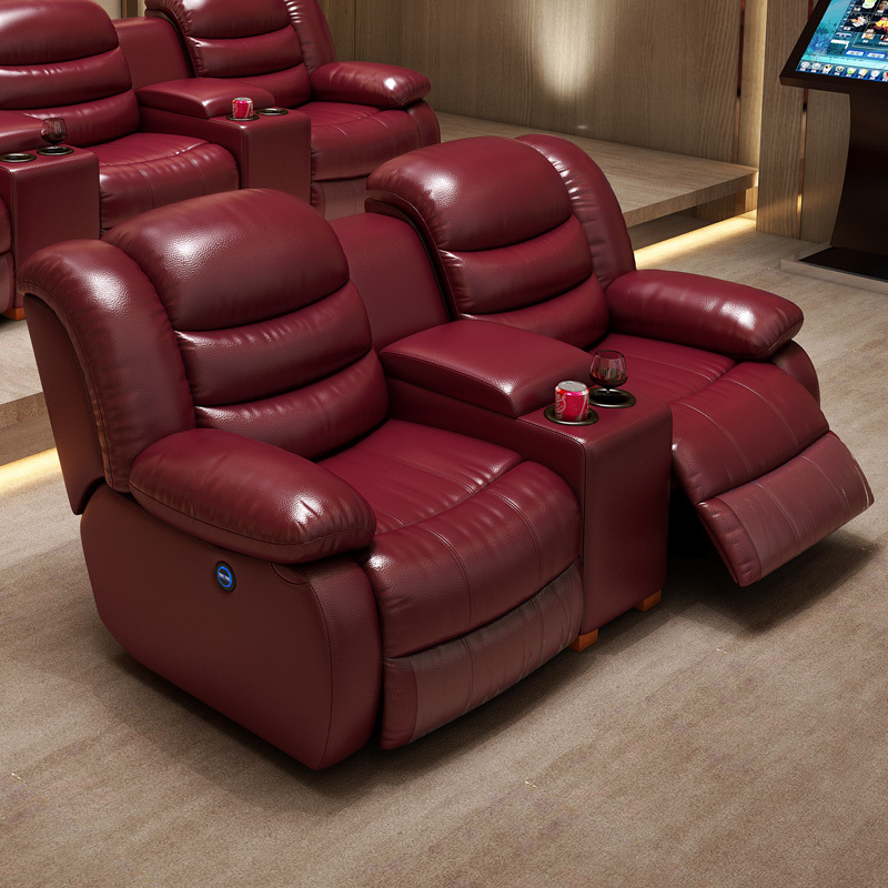 Two-seat and middle console video room private cinema sofa luxury, all-electric stretching function