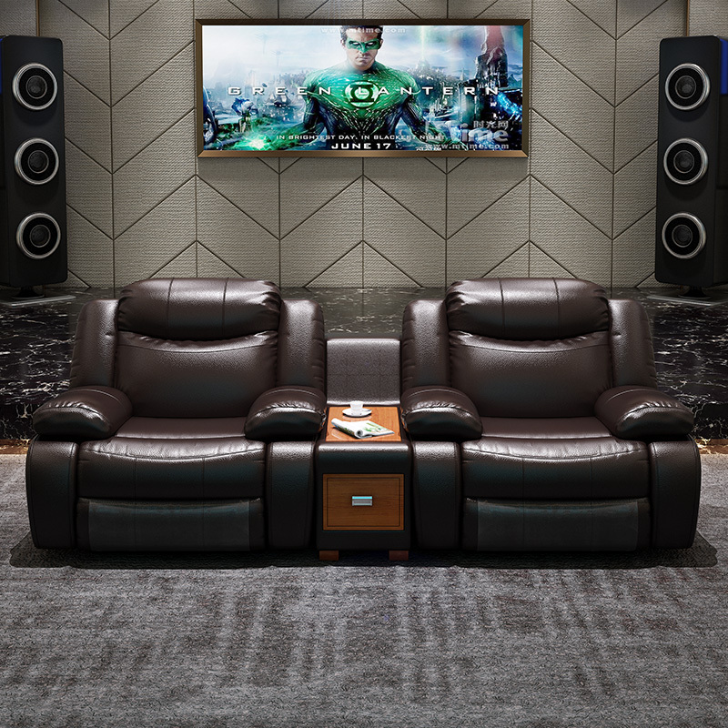 Two-seat and middle console video room private cinema sofa luxury, all-electric stretching function
