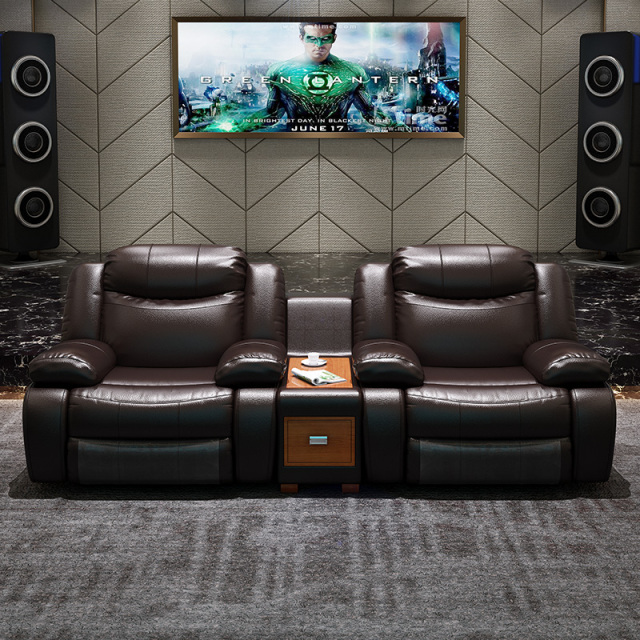 Two-seat and middle console video room private cinema sofa luxury, all-electric stretching function
